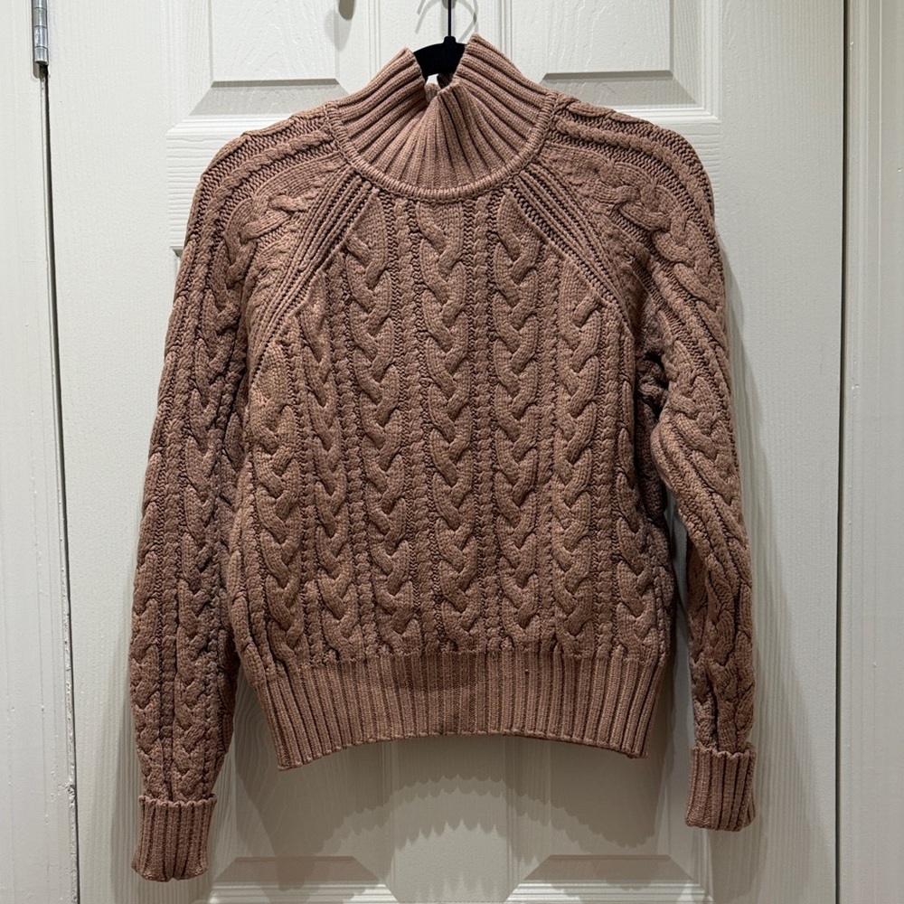 Guess by Marciano Brown Cable Knit Turtleneck Sweater